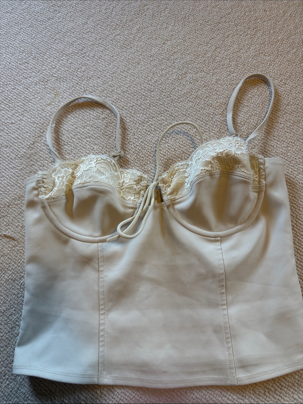 Edikted Cream Lace Bustier Top